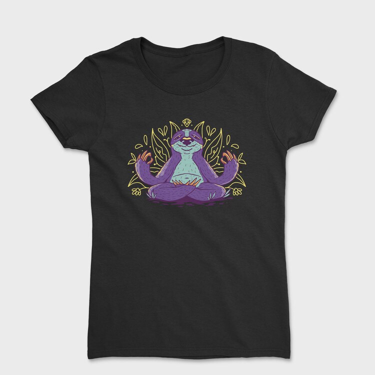 Sloth Doing Meditation Lotus Yoga Pose, Tricou Femei