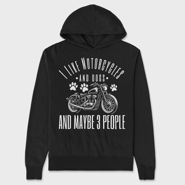 Motorcycle And Dogs Love Motorcycle Quote, Hanorac Oversize Barbati (Unisex)