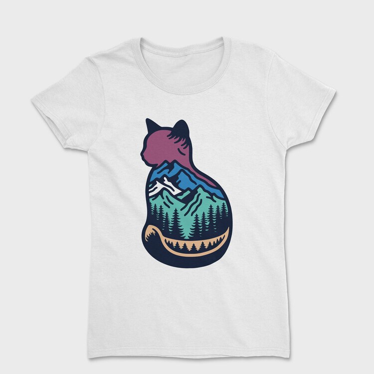 Mountain Cat Landscape, Tricou Femei