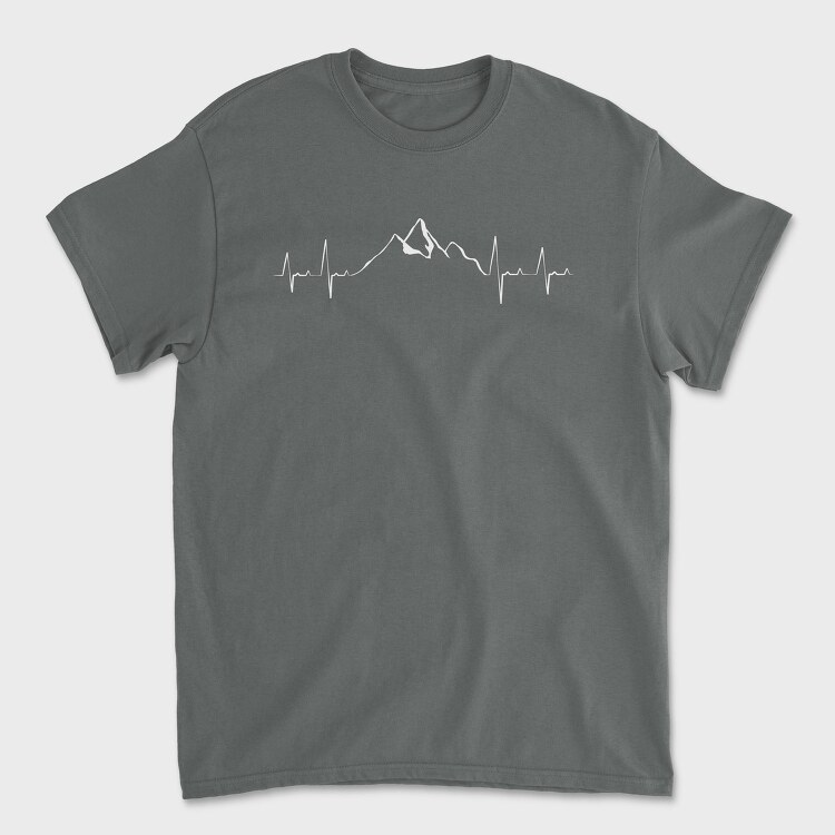 Mountain Heartbeat Line Natural, Tricou Barbati (Unisex)
