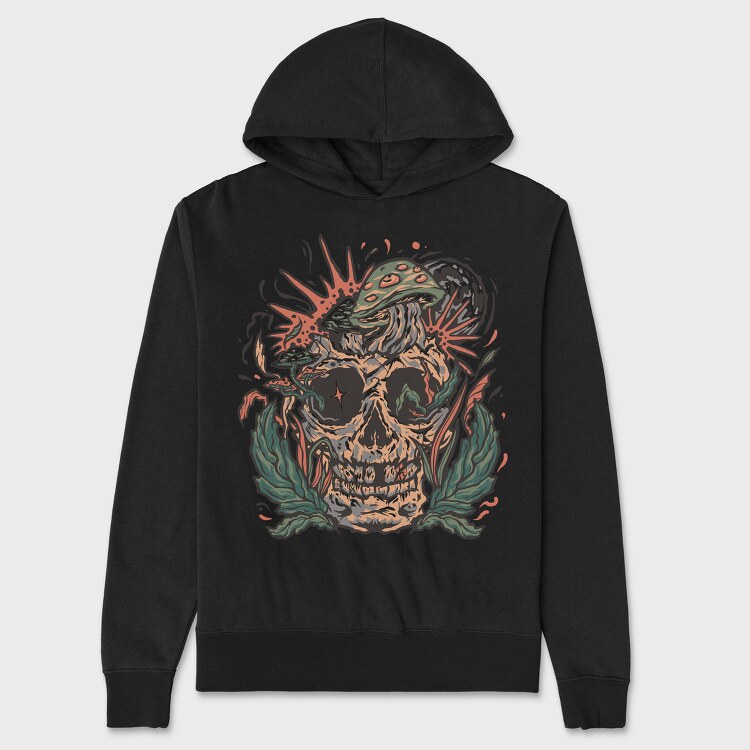 Mushroom Skull Flora, Hanorac Oversize Barbati (Unisex)