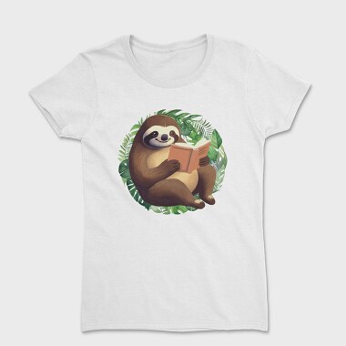 Sloth Reading Book, Tricou Femei