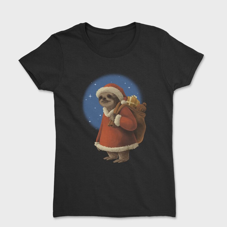 Sloth Santa Claus In Christmas, Tricou Femei