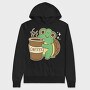 Turtle Drinking Cofffee, Hanorac Oversize Barbati (Unisex)