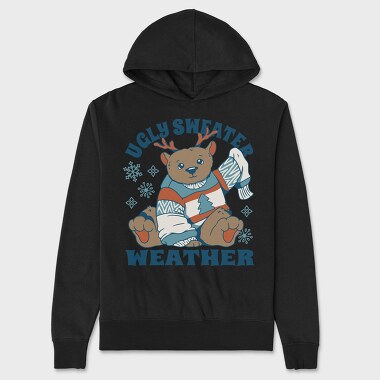 Ugly Sweater Weather Christmas Bear Mug, Hanorac Oversize Barbati (Unisex)