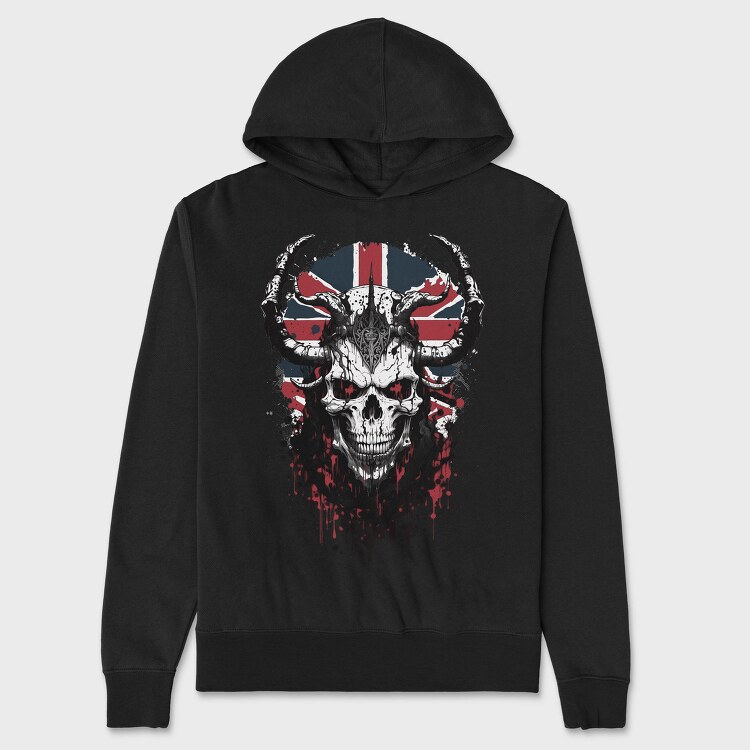 Union Jack Skull, Hanorac Oversize Barbati (Unisex)