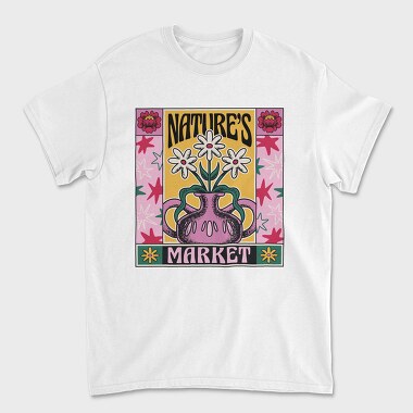 Natures Market Flower Vase Tote 01, Tricou Barbati (Unisex)