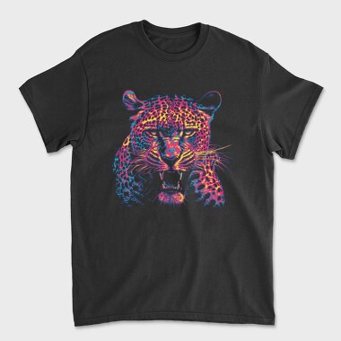 Neon Leopard Angry, Tricou Barbati (Unisex)