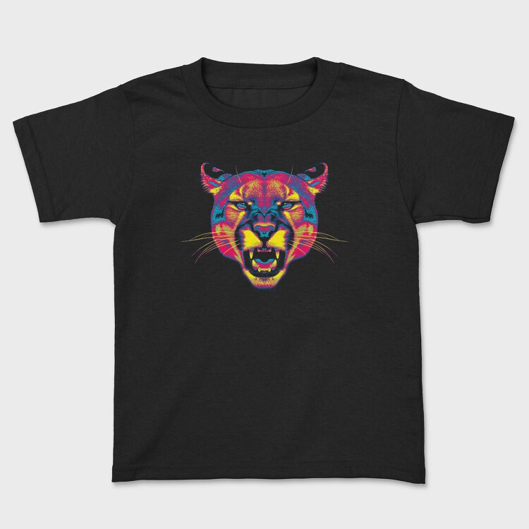Neon Wild Feline Roar Angry Pumpa, Tricou Copii