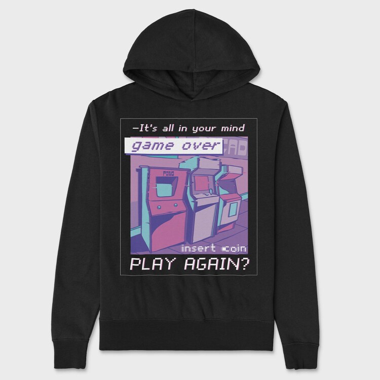 Vaporwave Arcade Quote, Hanorac Oversize Barbati (Unisex)