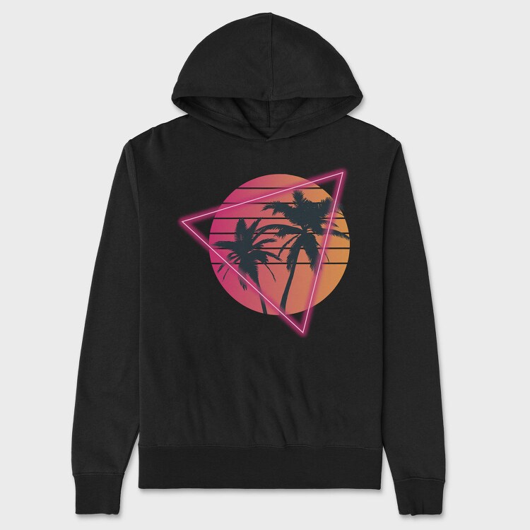 Vaporwave Palm Tree Sunset, Hanorac Oversize Barbati (Unisex)