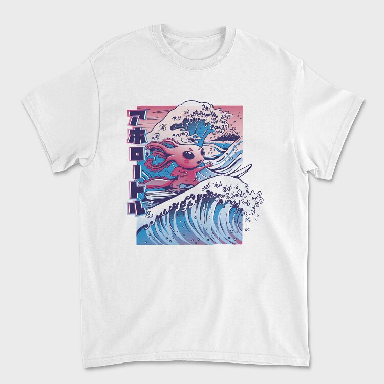Vaporwave Surfing Axolotl Surf, Tricou Barbati (Unisex)