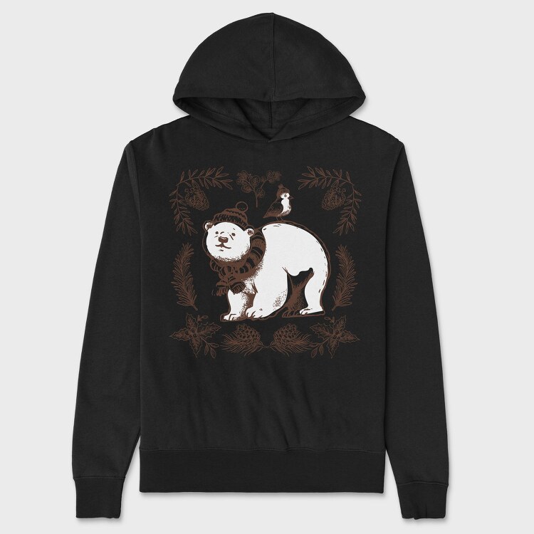 Polar Bear Animal Winter Throw Pillow, Hanorac Oversize Barbati (Unisex)