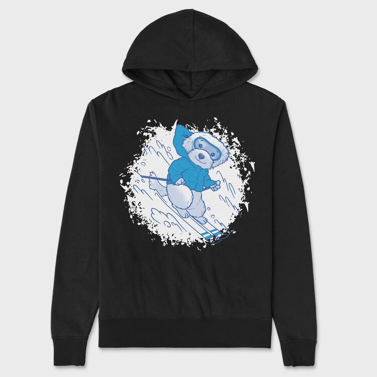 Poodle Dog Animal Cute Skiing, Hanorac Oversize Barbati (Unisex)