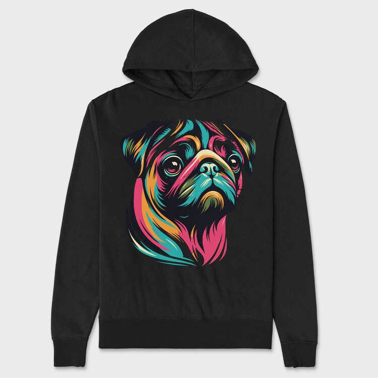 Pop Art Pug Dog, Hanorac Oversize Barbati (Unisex)
