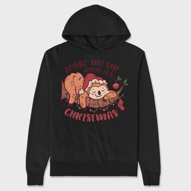 Wake Me Up When Its Christmas Sloth Sleeping, Hanorac Oversize Barbati (Unisex)