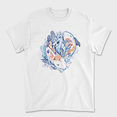 Watercolor Yin Yang Koi Fish, Tricou Barbati (Unisex)