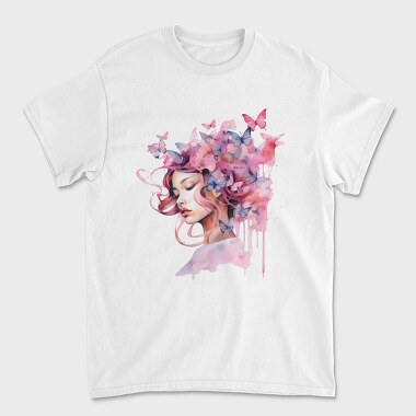 Woman With Butterflies, Tricou Barbati (Unisex)