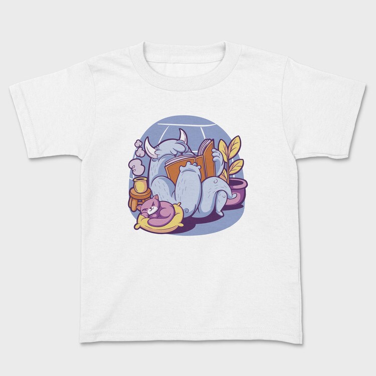 Yeti Monster Reading At Home, Tricou Copii