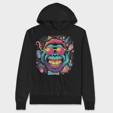 Psychedelic Ape Wearing Sunglasses, Hanorac Oversize Barbati (Unisex)