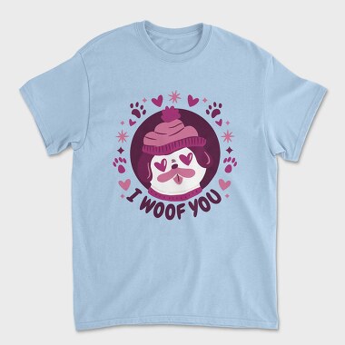 Pug Dog In Love Woof You, Tricou Barbati (Unisex)