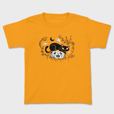 Pumpkin Cat Halloween Illustration 2, Tricou Copii