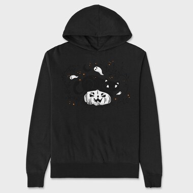 Pumpkin Cat Halloween Illustration 2, Hanorac Oversize Barbati (Unisex)