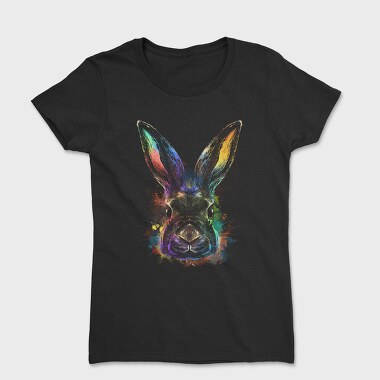 Realistic Colorful Rabbit Watercolor, Tricou Femei