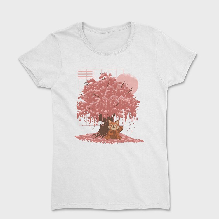 Red Panda And Sakura Tree, Tricou Femei