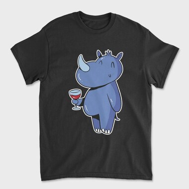 Rhinoceros With Wine Rhino, Tricou Barbati (Unisex)