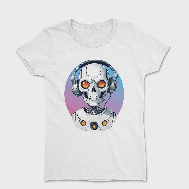 Robot Skull With Headphones, Tricou Femei
