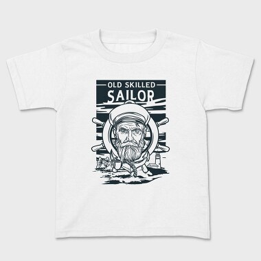 Sailor Serious Face Old Skilled Line Art, Tricou Copii