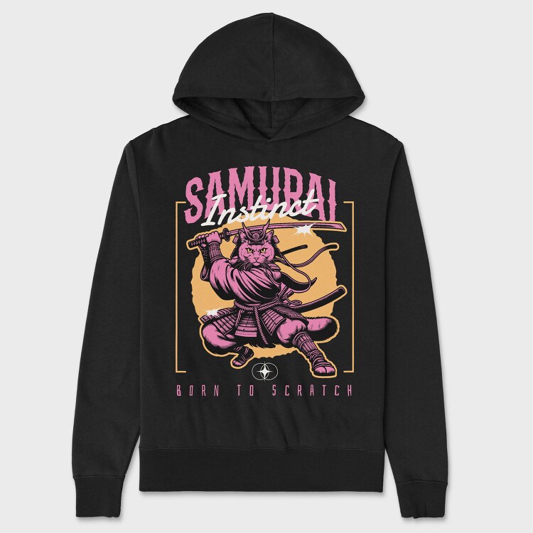 Samurai Instinct Cat, Hanorac Oversize Barbati (Unisex)