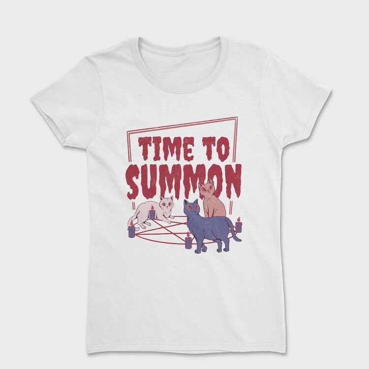 Satanic Cats With Pentagram Time To Summon, Tricou Femei