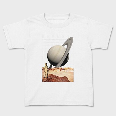 Saturn Planet Vaporwave Explore, Tricou Copii