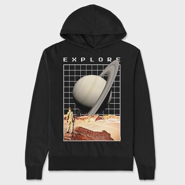 Saturn Planet Vaporwave Explore, Hanorac Oversize Barbati (Unisex)