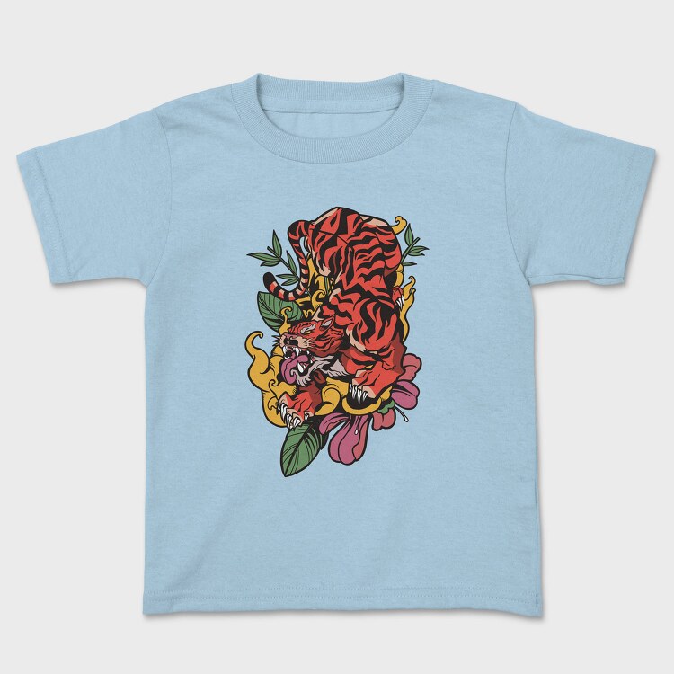 Traditional Japanese Tiger Floral, Tricou Copii