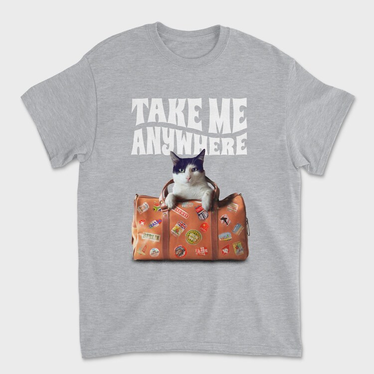 Travel Suitcase Cat Wanderlust, Tricou Barbati (Unisex)