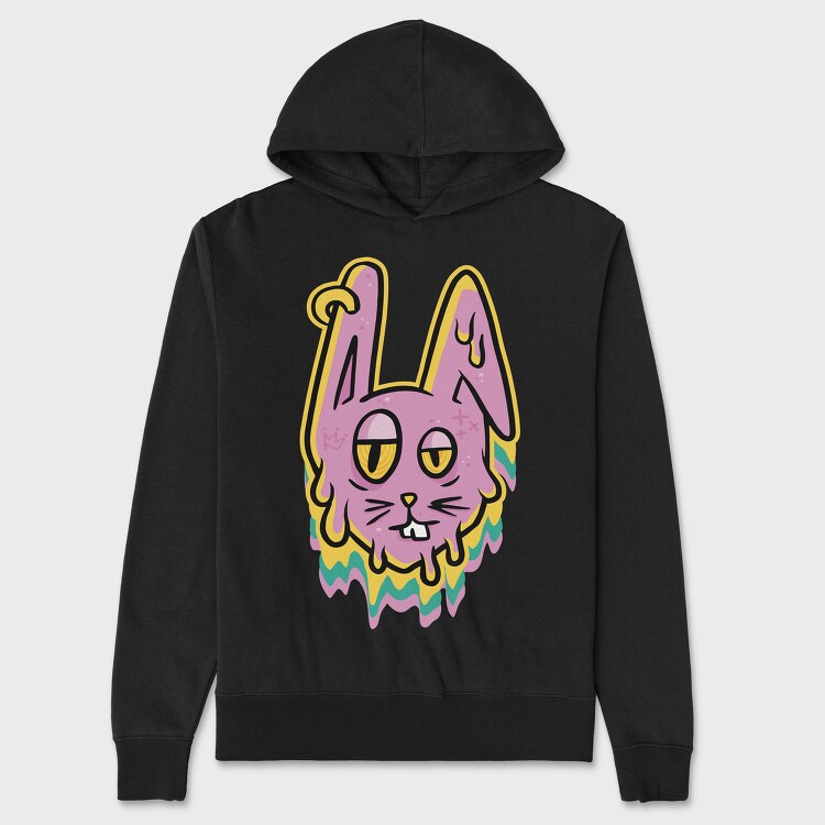 Trippy Melting Bunny, Hanorac Oversize Barbati (Unisex)