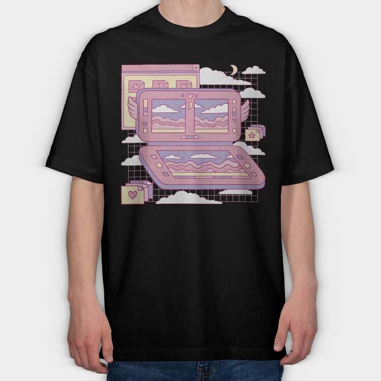 Vaporwave Videogame Console Pink Consola, Tricou Oversize Barbati (Unisex)