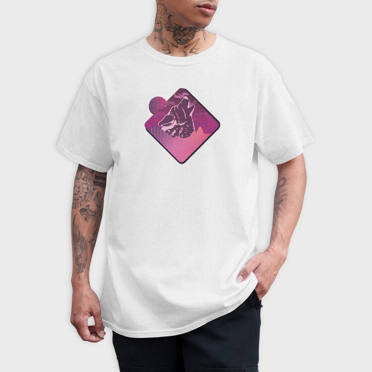 Vaporwave Wolf, Tricou Barbati (Unisex)