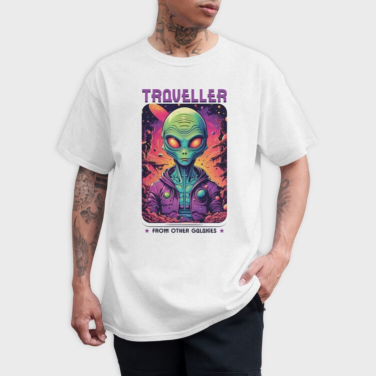 Colorful Alien Traveler Trend, Tricou Barbati (Unisex)