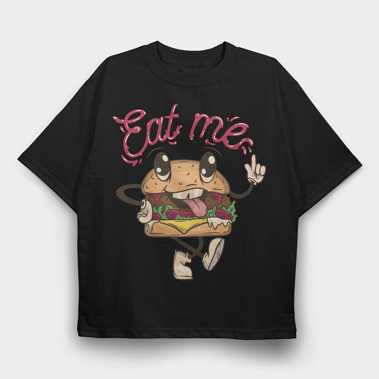 Burger Retro Eat Me, Tricou Oversize Barbati (Unisex)