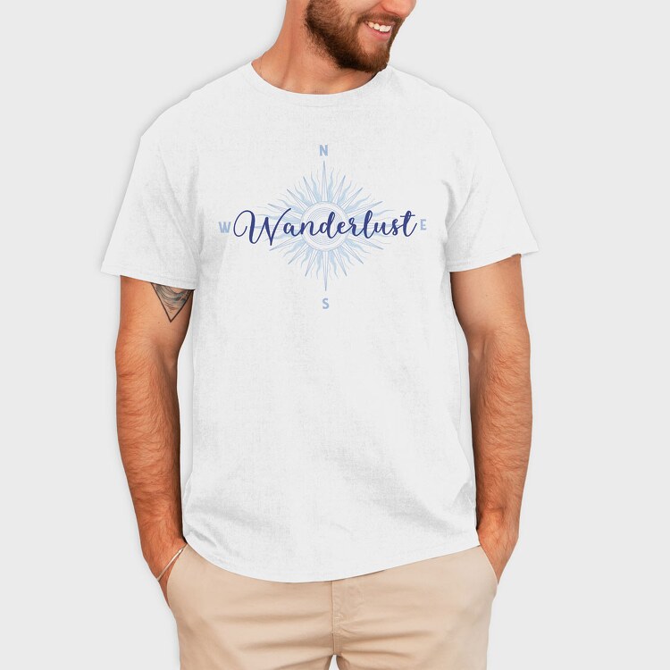 Wanderlust Blue Compass, Tricou Barbati (Unisex)