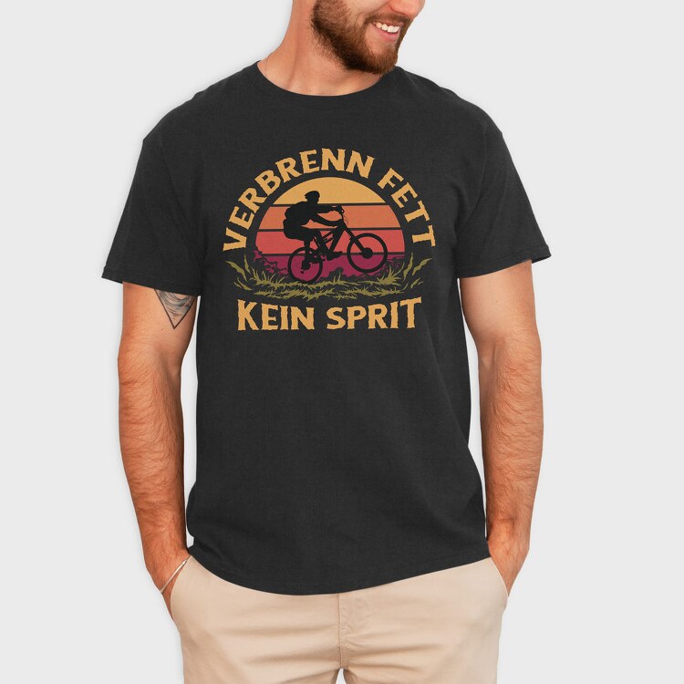 Man On Bicycle Mountain Bike Retro Sunset, Tricou Barbati (Unisex)