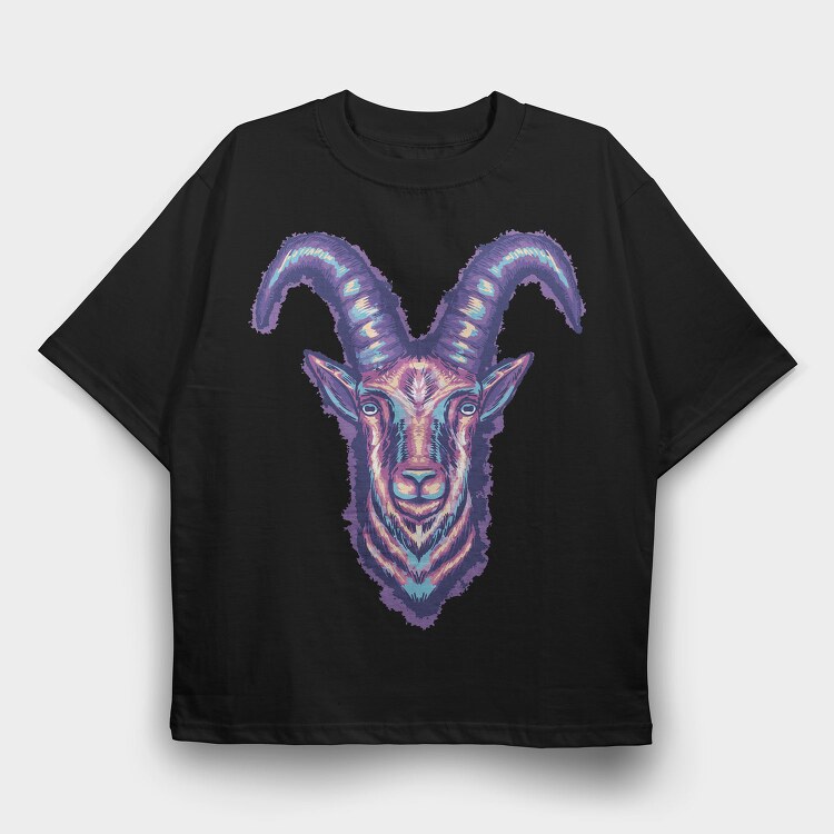 Colorful Goat Head, Tricou Oversize Barbati (Unisex)