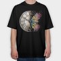 Butterfly And Vintage Clock, Tricou Oversize Barbati (Unisex)