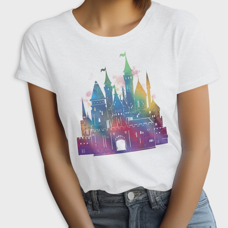 Colorful Gradient Castle Watercolor, Tricou Femei