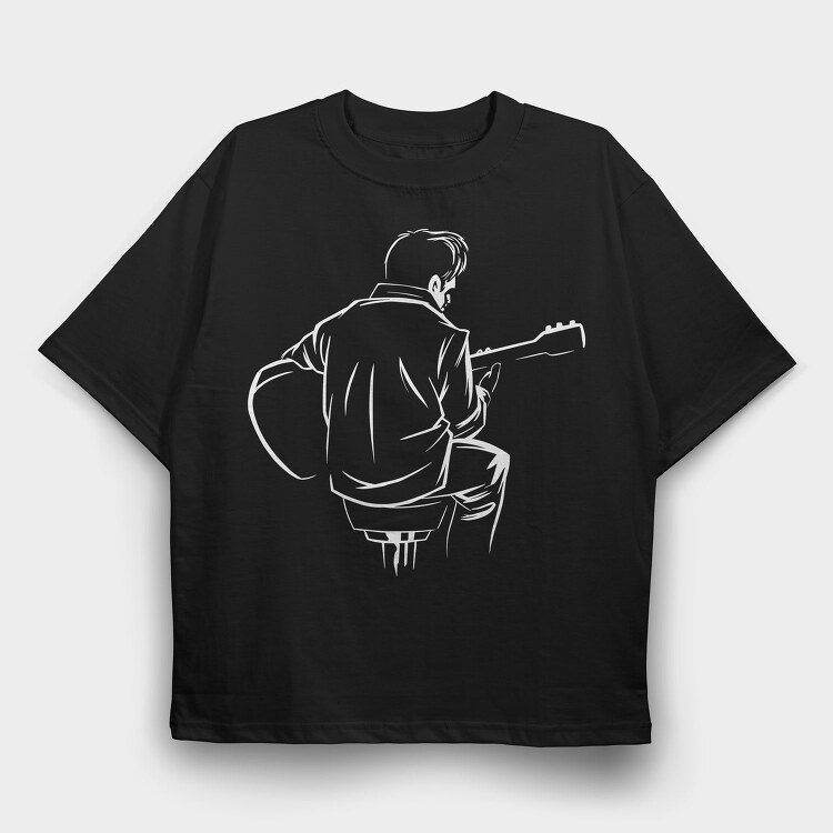 Man Playing Guitar Music Instrument Guitaris, Tricou Oversize Barbati (Unisex)