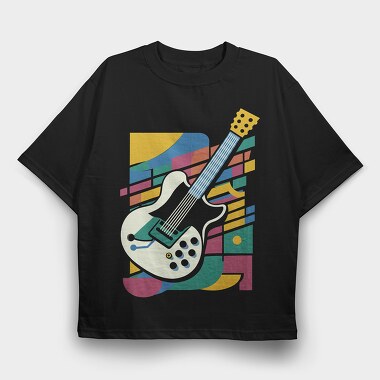 Vibrant Electric Guitar Colorful, Tricou Oversize Barbati (Unisex)